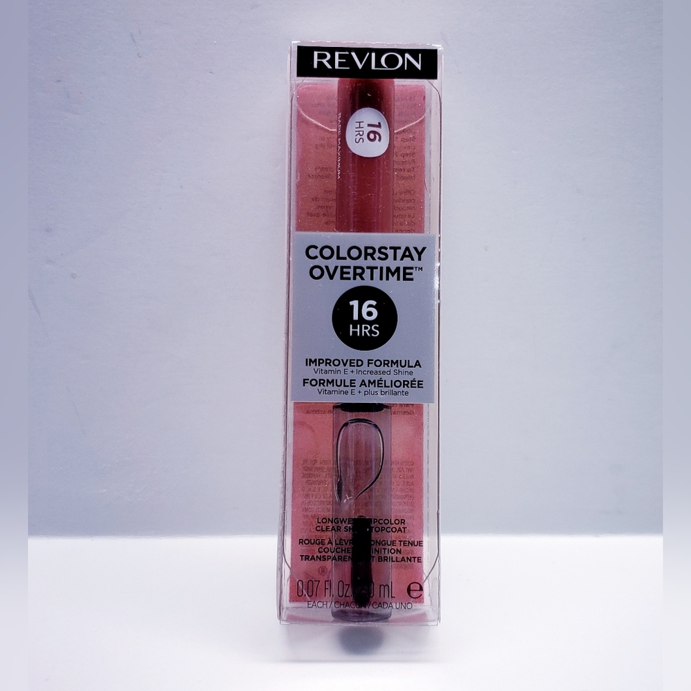Revlon Overtime Longwear lipcolor Clear Shine Topcoat w/ Vit E, 350 Bare Max